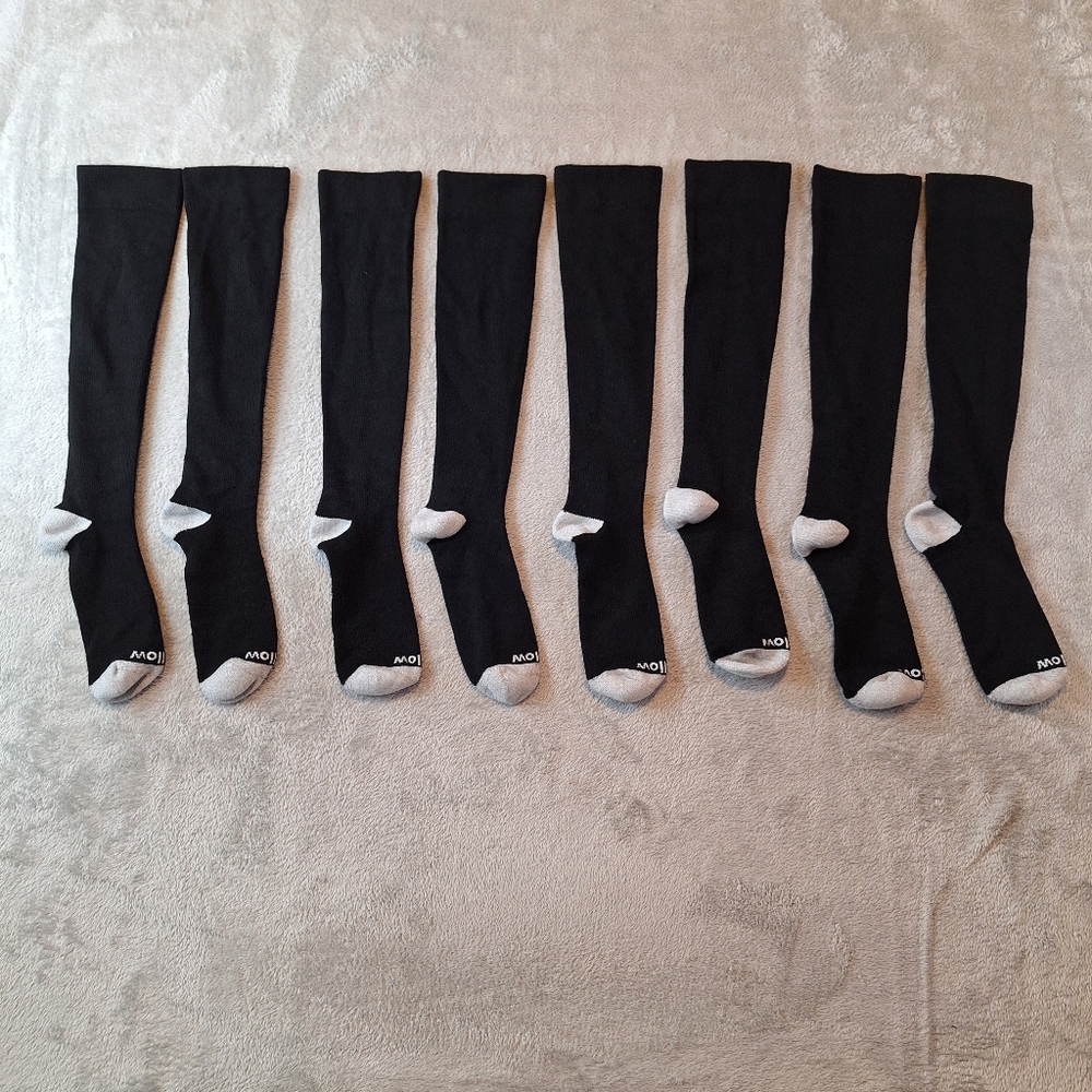 Wellow Compression Socks Size XL Solid Black 4 Pairs